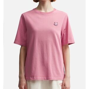 NWT MAISON KITSUNÉ BOLD FOX HEAD PATCH COMFORT TEE SHIRT Rosebud Pink S